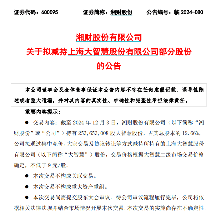 5天4涨停!重要股东突然宣布:择机减持!
