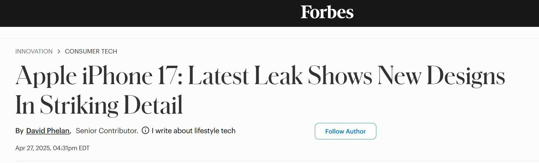 外媒: iPhone 17 Air将成苹果公司的“中端新贵产品”