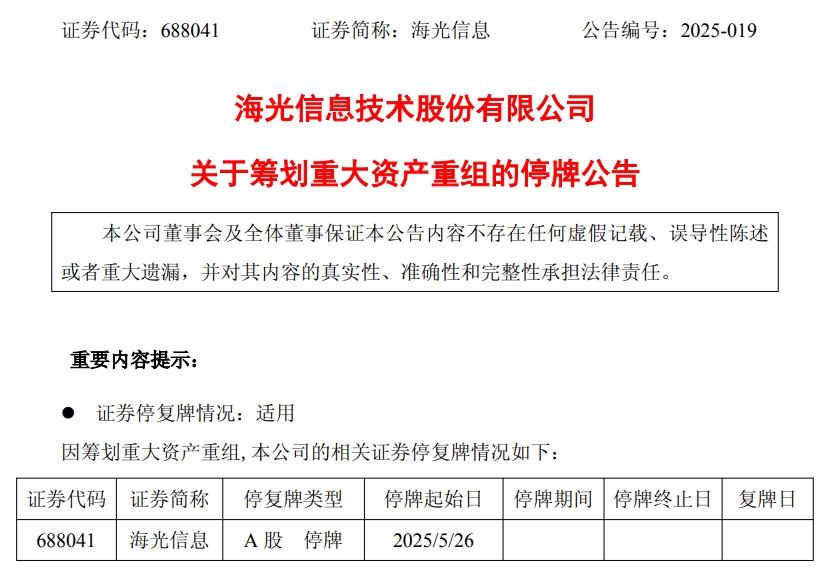 重磅！688041、603019，拟合并重组