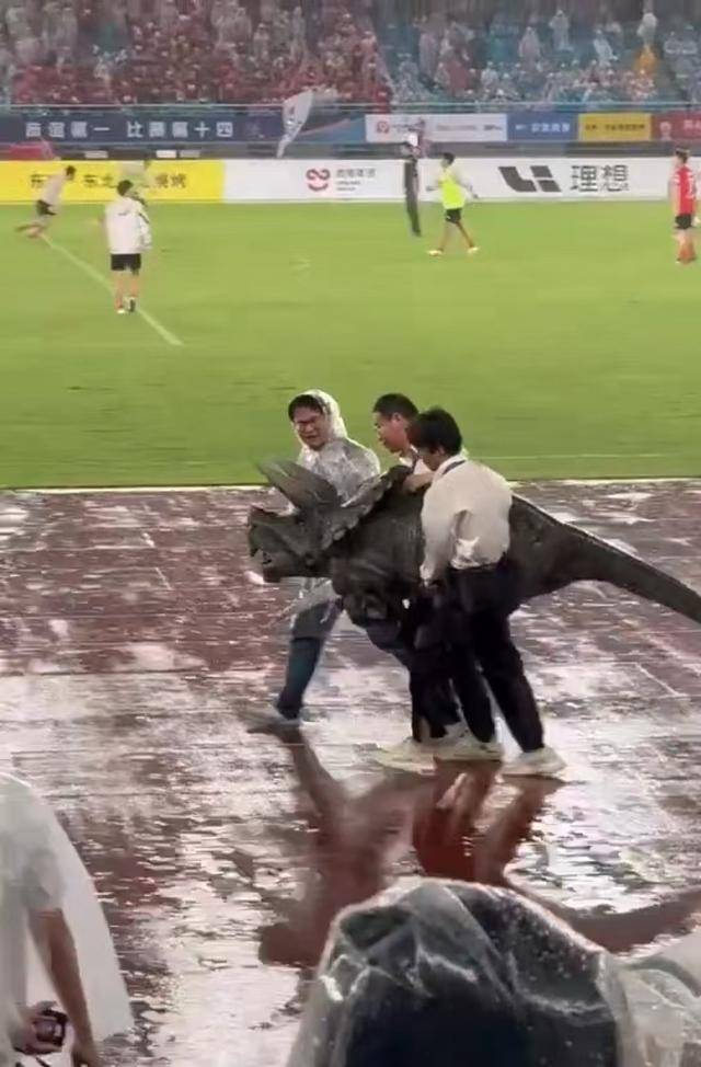 常州输球“小恐龙”被气晕抬走?恐龙园回应:系机械恐龙表演时故障